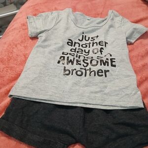 Gray Graphic Tee and  Shorts Set